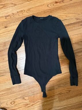 nuuds Black Ribbed Long Sleeve Bodysuit